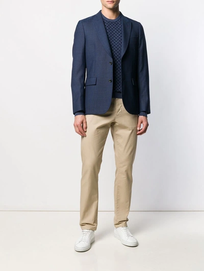 Drumohr Long Sleeve Biscottino Sweater In Blue