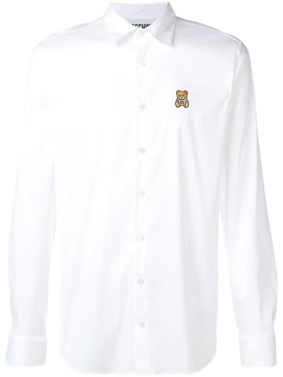Shop Moschino Bear Embroidered Shirt In White