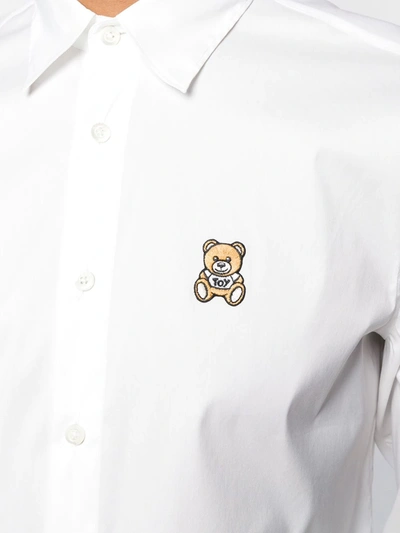 Shop Moschino Bear Embroidered Shirt In White