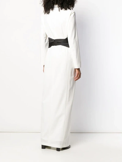 Shop Brunello Cucinelli Belted Suit Jacket Dress In White