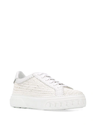 Shop Casadei Woven Low-top Sneakers In White