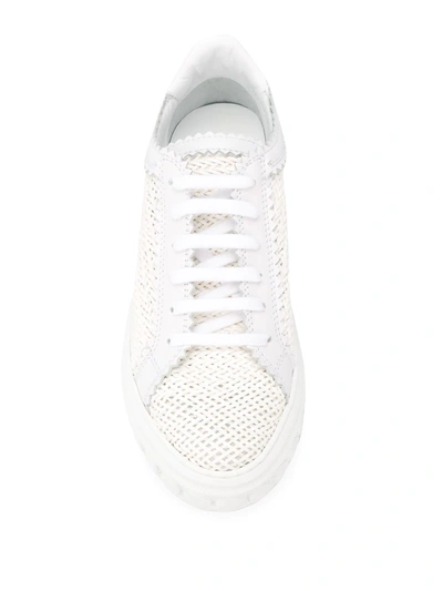Shop Casadei Woven Low-top Sneakers In White