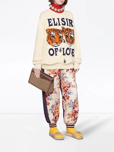 Shop Gucci Tiger Print Sweatshirt In White