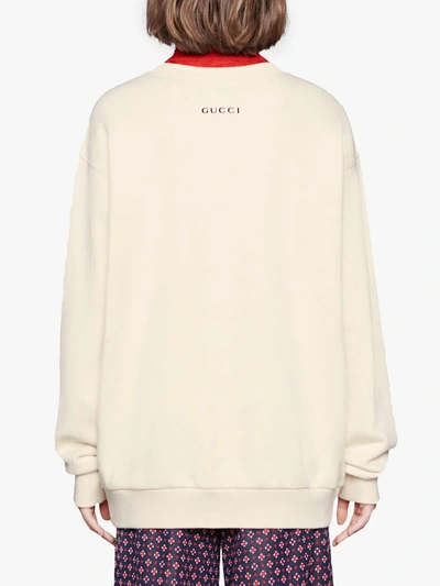 Shop Gucci Tiger Print Sweatshirt In White
