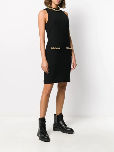Shop Moschino Chain Trim Dress In Black