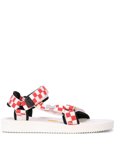 Shop Suicoke Check Print Sandals In Red