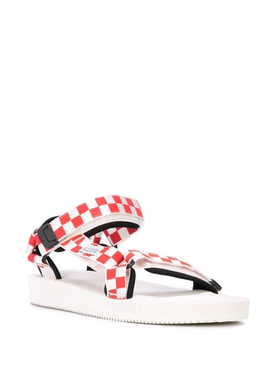 Shop Suicoke Check Print Sandals In Red