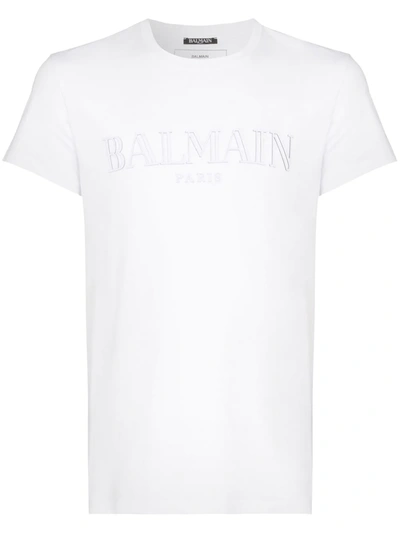 Shop Balmain Logo-print T-shirt In White