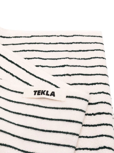 Shop Tekla Stripe Print Organic Cotton Towel In Neutrals