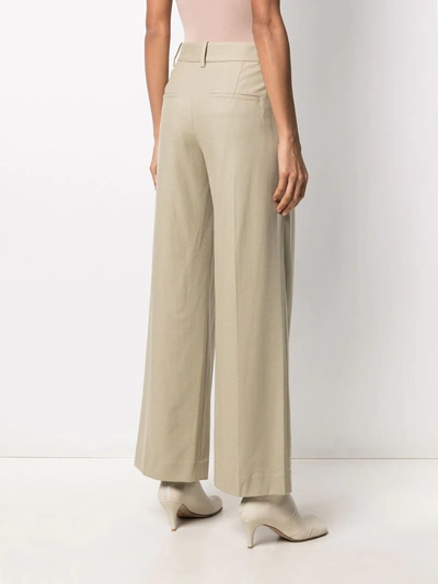 Shop Vince High-waisted Wide-leg Trousers In Neutrals