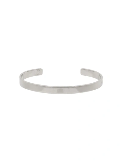 Shop Maison Margiela Logo-engraved Cuff Bracelet In Silver