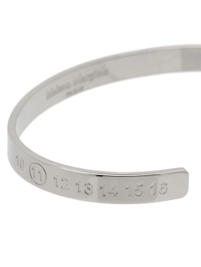 Shop Maison Margiela Logo-engraved Cuff Bracelet In Silver