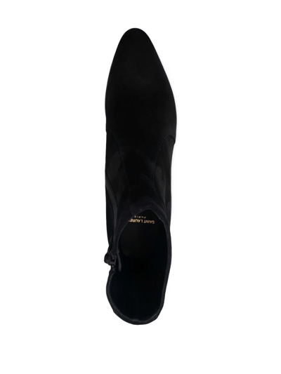 Saint Laurent Point-toe Suede Ankle Boots In Schwarz