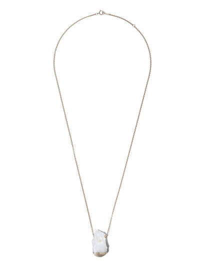 Mizuki 14k Charm Baroque Slide White Freshwater Necklace  In Gold