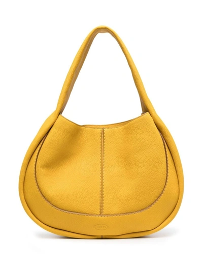 Shop Tod's Debossed-logo Shoulder Bag In Yellow