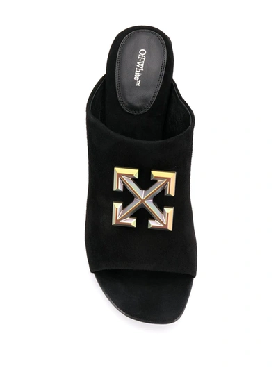 Shop Off-white Metallic Arrow Mules In Black