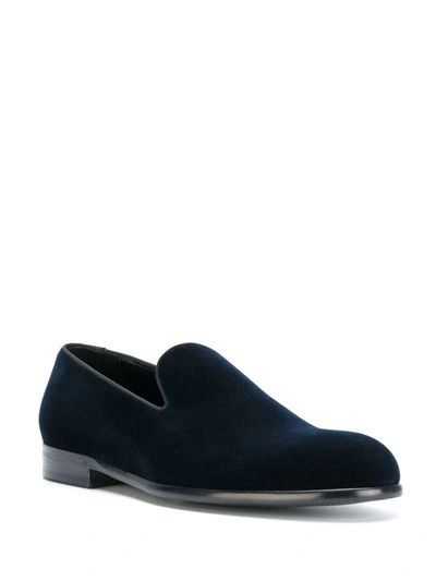 Shop Dolce & Gabbana Classic Velvet Slippers In Blue