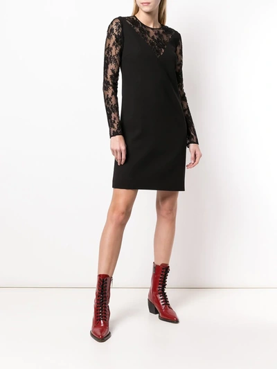Shop Givenchy Mini Floral Lace Dress In Black