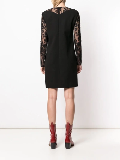 Shop Givenchy Mini Floral Lace Dress In Black