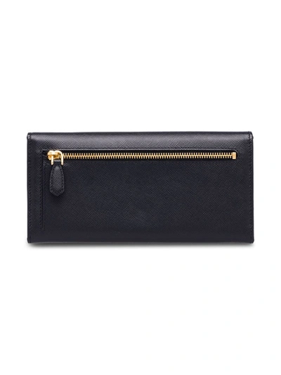 PRADA LOGO PLAQUE WALLET - 黑色