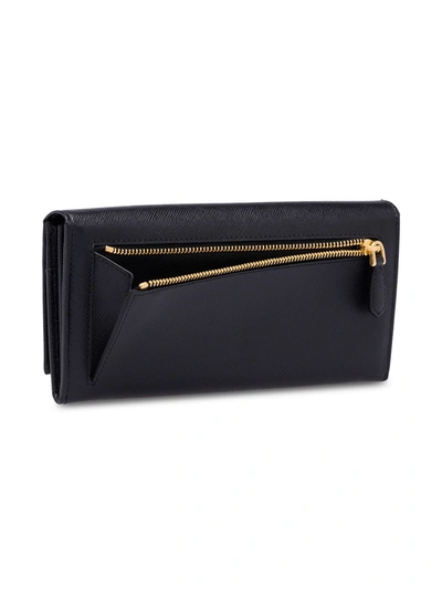 Shop Prada Logo Plaque Wallet In Black