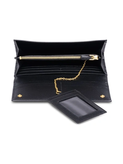 PRADA LOGO PLAQUE WALLET - 黑色