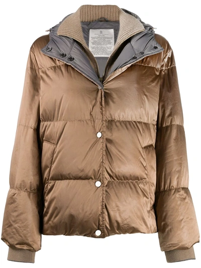 Shop Brunello Cucinelli Hooded Puffer Jacket In Brown