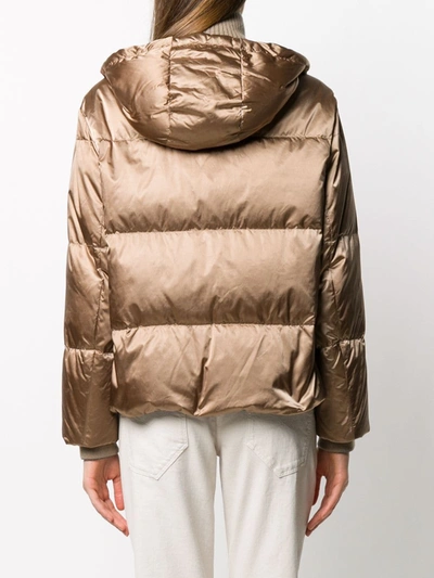 Shop Brunello Cucinelli Hooded Puffer Jacket In Brown