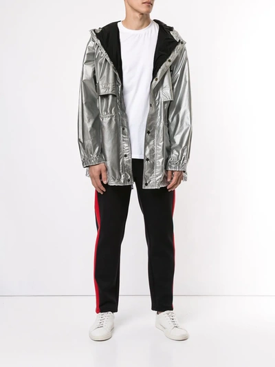 Shop Ralph Lauren P-wing Metallic Raincoat In Silver