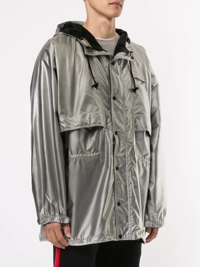 Shop Ralph Lauren P-wing Metallic Raincoat In Silver