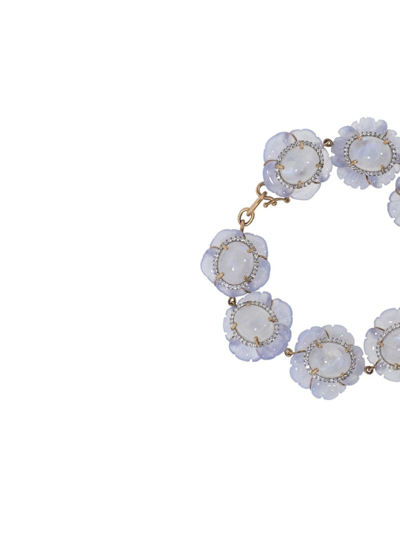 Shop Irene Neuwirth 18kt Rose Gold Carved Chalcedony And Diamond Flower Bracelet In White