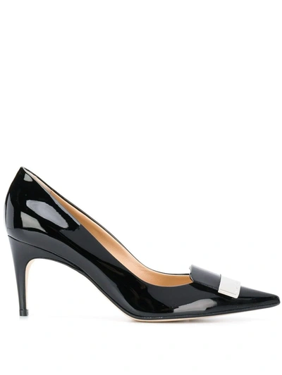 Shop Sergio Rossi Pointed Bow Pumps In Black