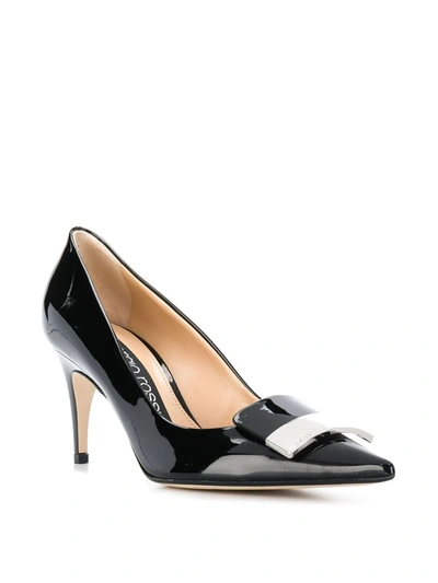 Shop Sergio Rossi Pointed Bow Pumps In Black