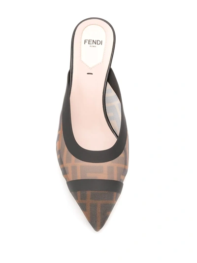 Shop Fendi Colibrì Ff Motif Mesh Mules In Black