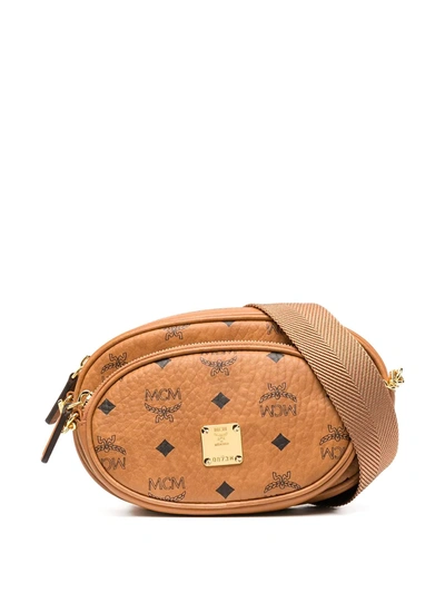 Shop Mcm Small Essential Crossbody Bag In Brown