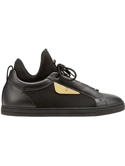 Shop Fendi Bag Bugs Eyes-appliqué Sneakers In Black