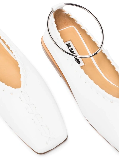 Shop Jil Sander Square-toe Ballerina Shoes In White
