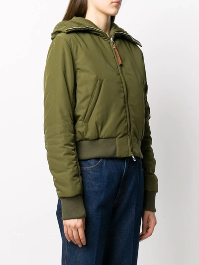 Shop Loewe Zip-up Hooded Jacket In Green