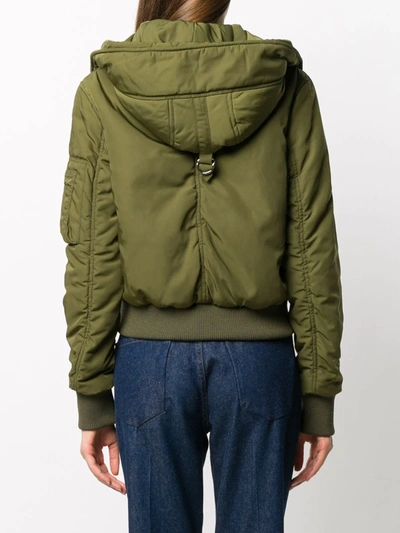 Shop Loewe Zip-up Hooded Jacket In Green