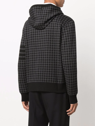 Shop Thom Browne Gunclub Check Jacquard Zip-up Hoodie In Black