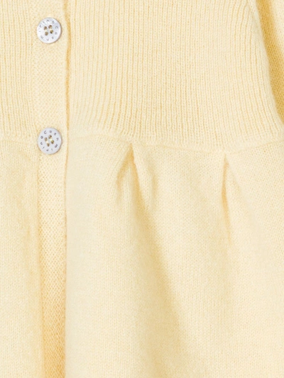 Shop Cashmirino Pleated Hem Knitted Cardigan In Yellow
