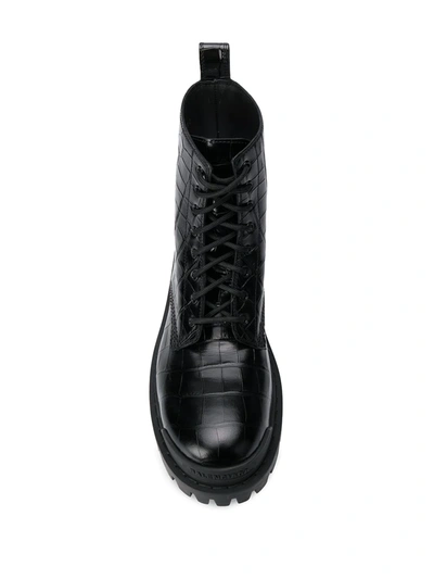 Shop Balenciaga Strike L20 Crocodile Effect Boots In Black