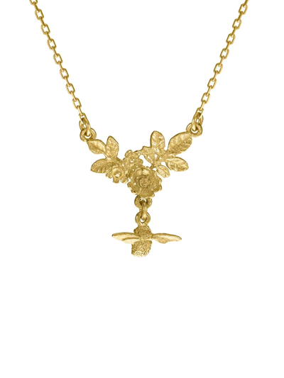 Shop Alex Monroe 18kt Yellow Gold Bee Drop Floral Cluster Necklace