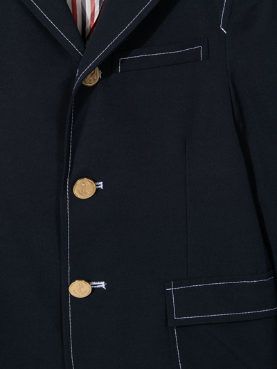 Shop Thom Browne Contrasting-stitch Detail Blazer In Blue