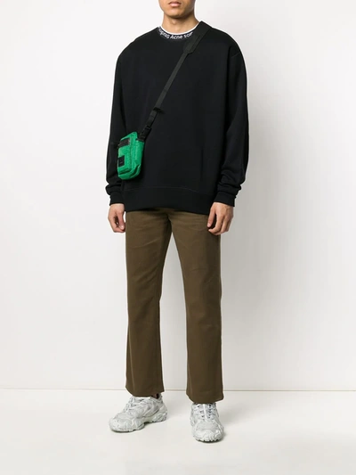 Shop Acne Studios Logo Crewneck Sweatshirt In Black