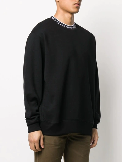 Shop Acne Studios Logo Crewneck Sweatshirt In Black