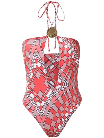 Shop Amir Slama Geometric Print Swimsuit In Red