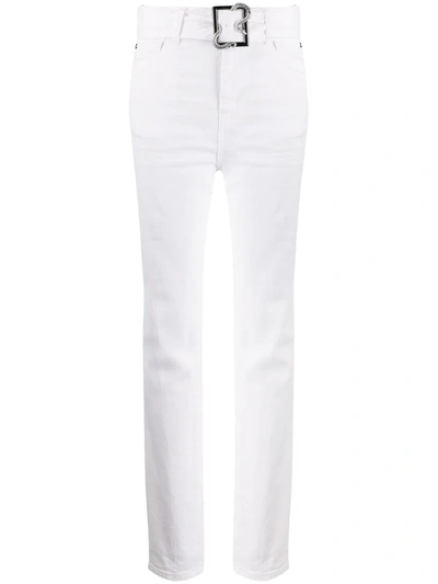 Shop Just Cavalli Belted Waist Trousers In White