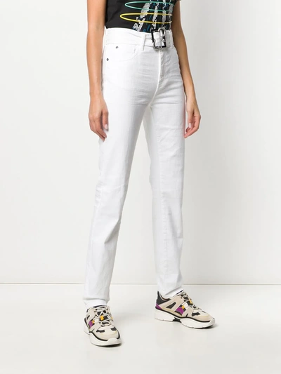 Shop Just Cavalli Belted Waist Trousers In White