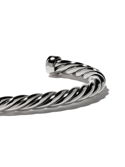 Shop David Yurman Sterling Silver Cable Cuff Onyx Bracelet In Ssbbo